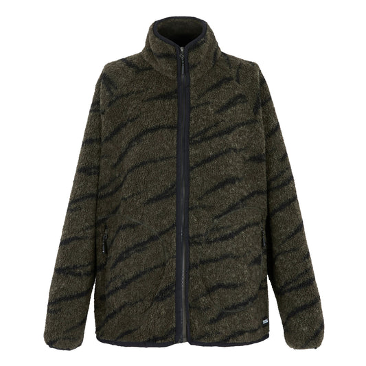 Dark Khaki-Black - Front - Regatta Womens-Ladies Frankie Borg Full Zip Fleece Jacket