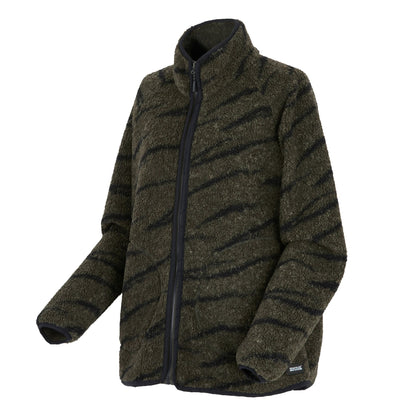 Dark Khaki-Black - Side - Regatta Womens-Ladies Frankie Borg Full Zip Fleece Jacket