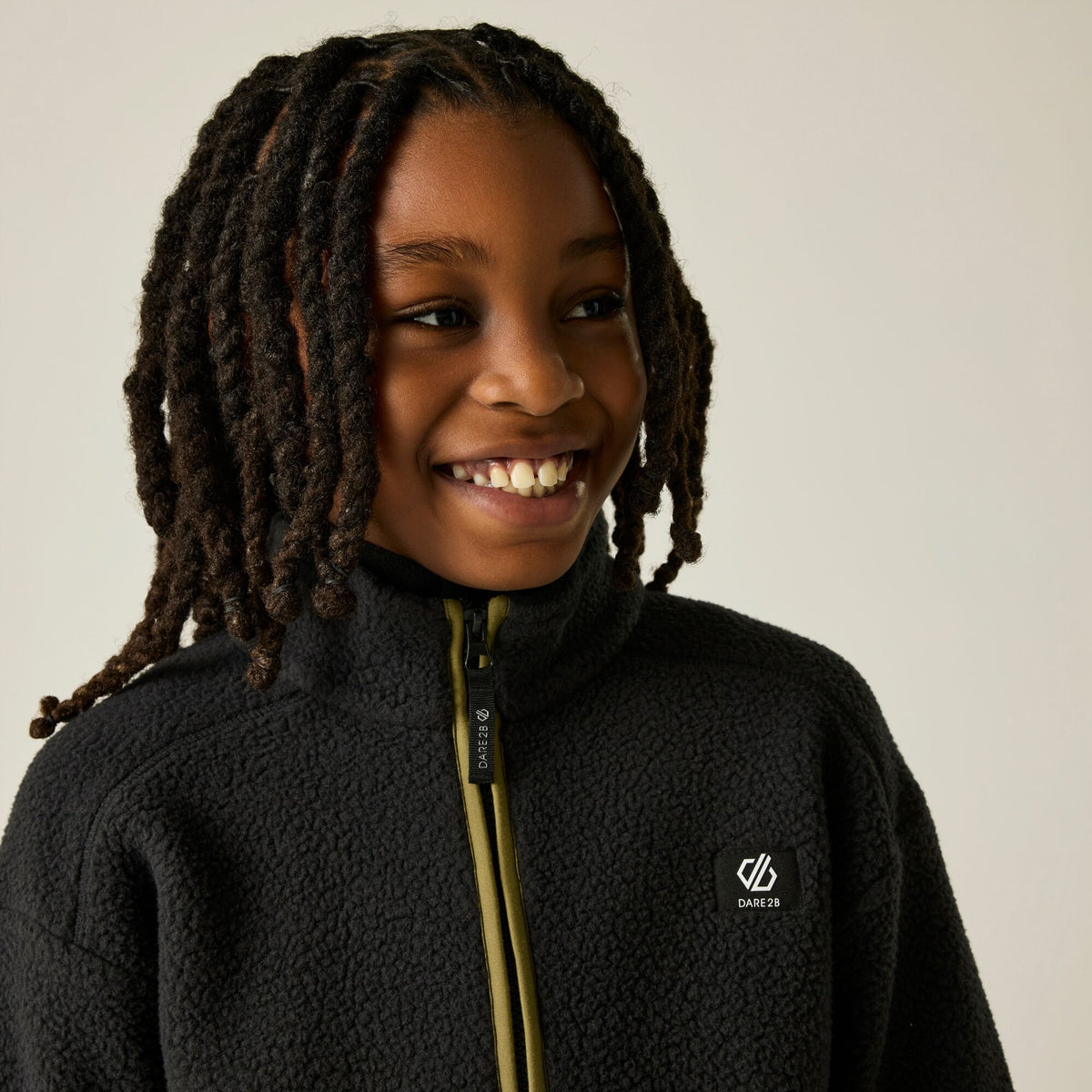 Black-Martini Olive - Pack Shot - Dare 2B Childrens-Kids Zesty II Fleece Jacket