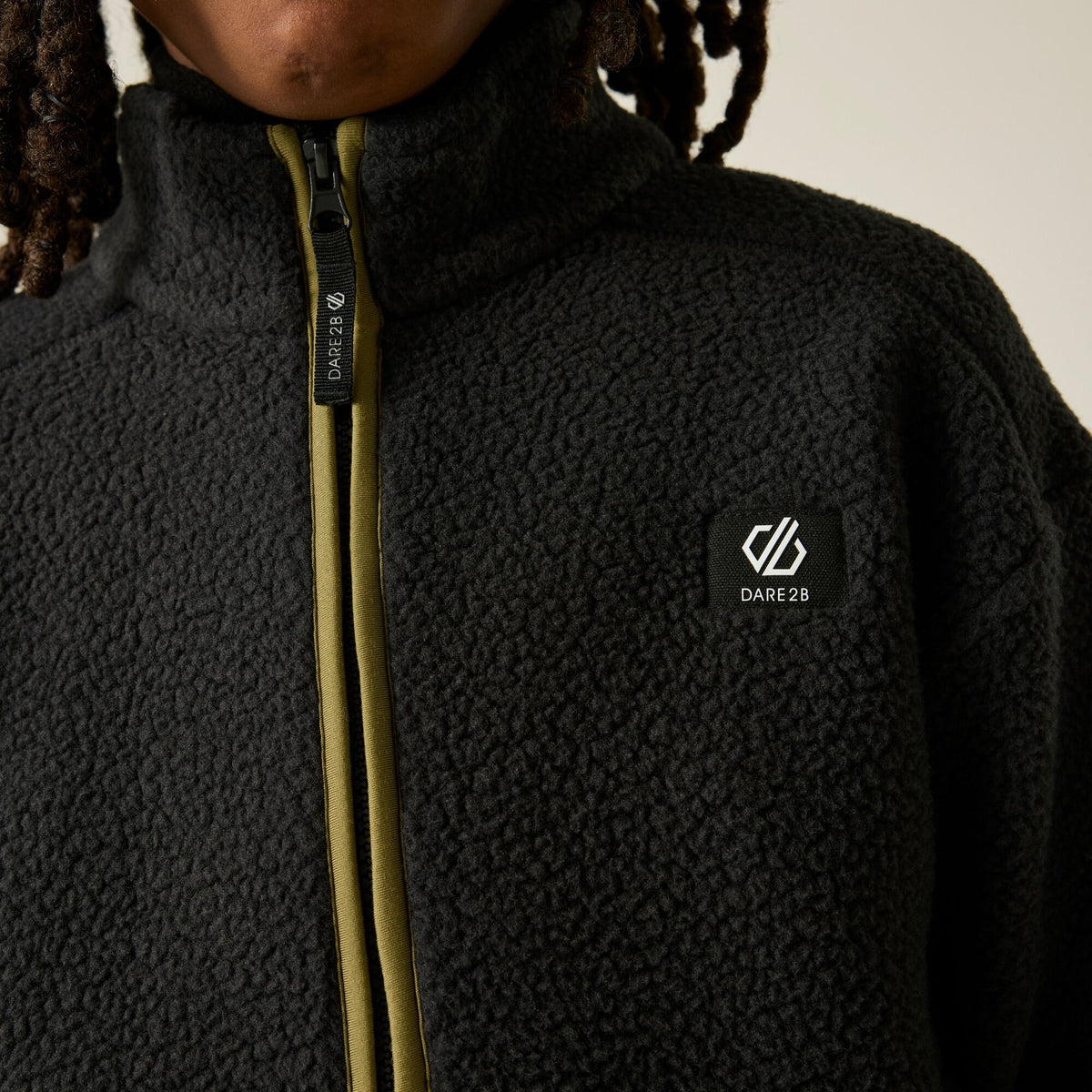 Black-Martini Olive - Close up - Dare 2B Childrens-Kids Zesty II Fleece Jacket