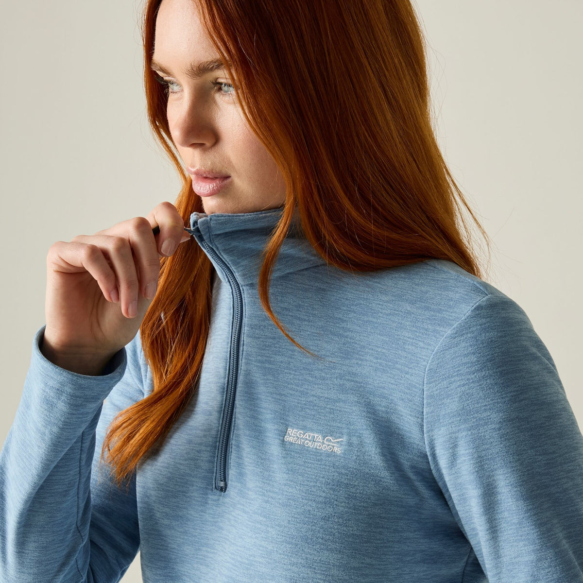 Dusky Blue - Close up - Regatta Womens-Ladies Sweetheart Quarter Zip Fleece Top