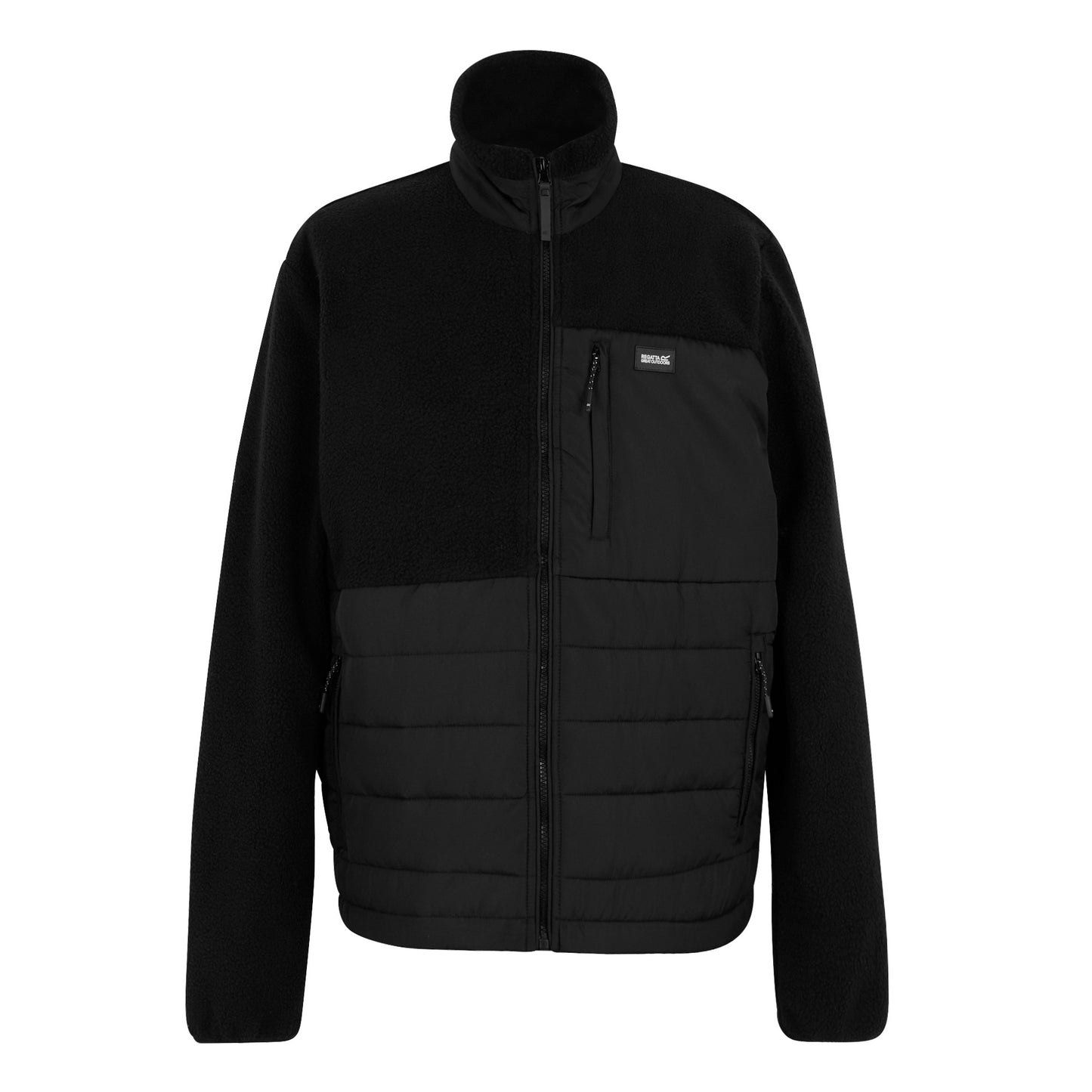 Black - Front - Regatta Mens Frankie Borg Full Zip Hybrid Jacket