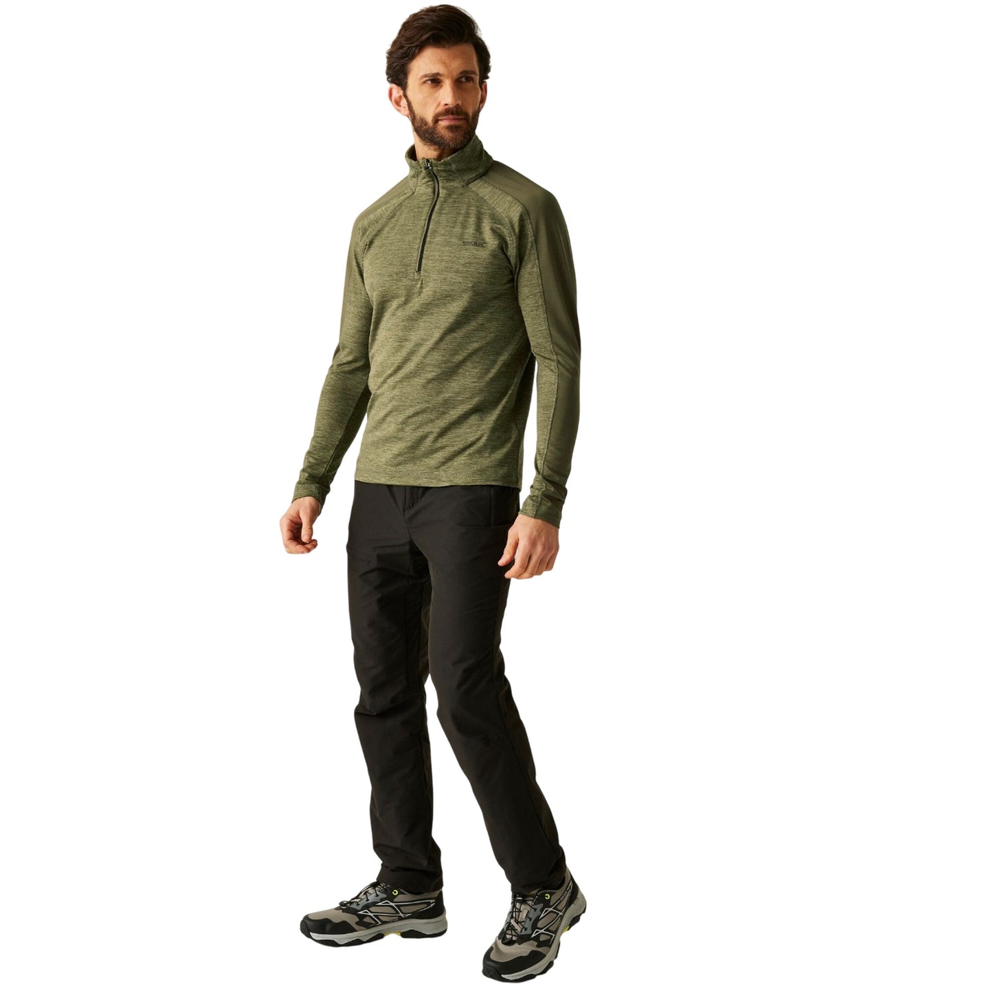 Oil Green-Olive Night - Close up - Regatta Mens Hepley Half Zip Fleece Jacket