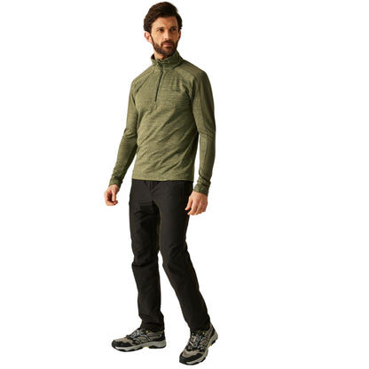 Oil Green-Olive Night - Close up - Regatta Mens Hepley Half Zip Fleece Jacket