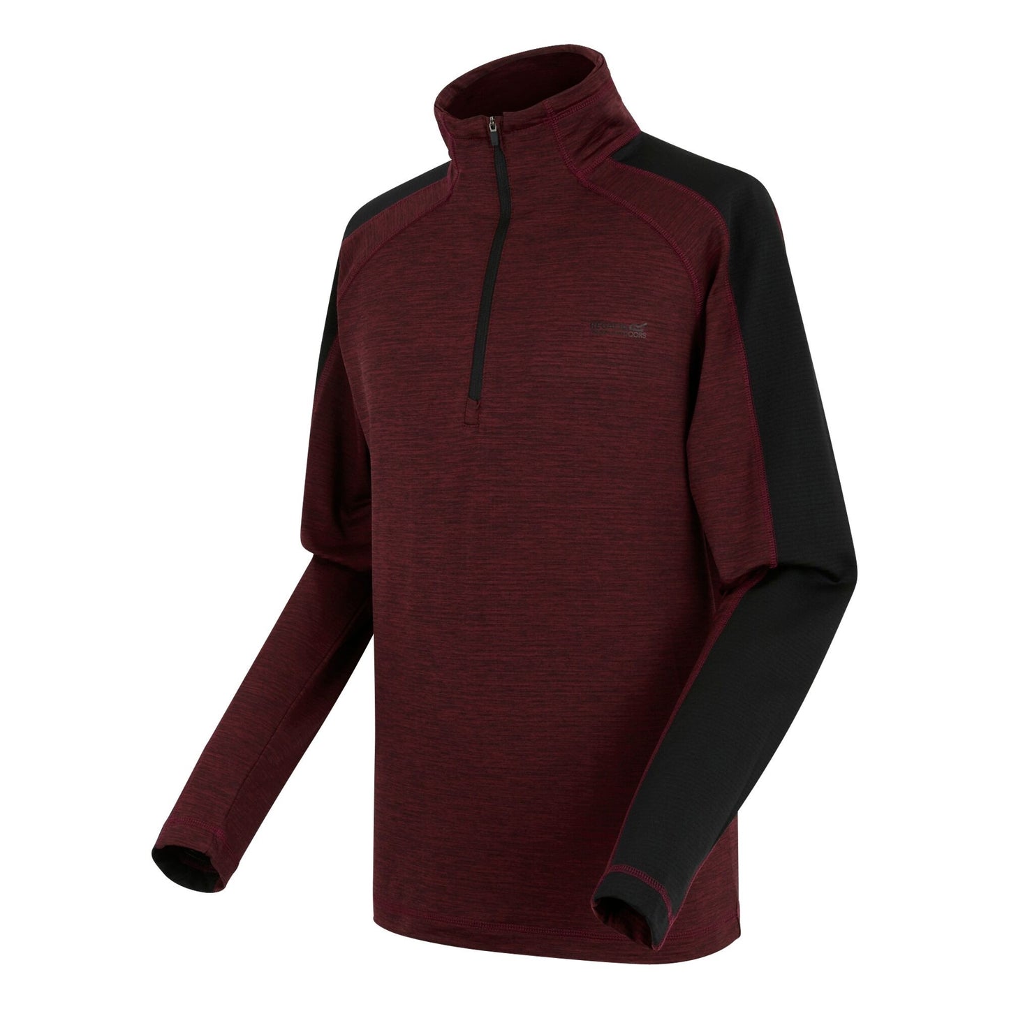Dark Maroon-Black - Side - Regatta Mens Hepley Half Zip Fleece Jacket
