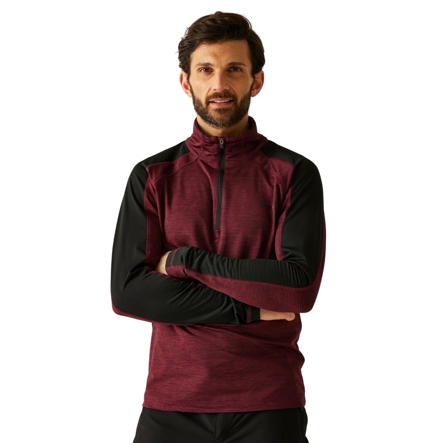 Dark Maroon-Black - Lifestyle - Regatta Mens Hepley Half Zip Fleece Jacket