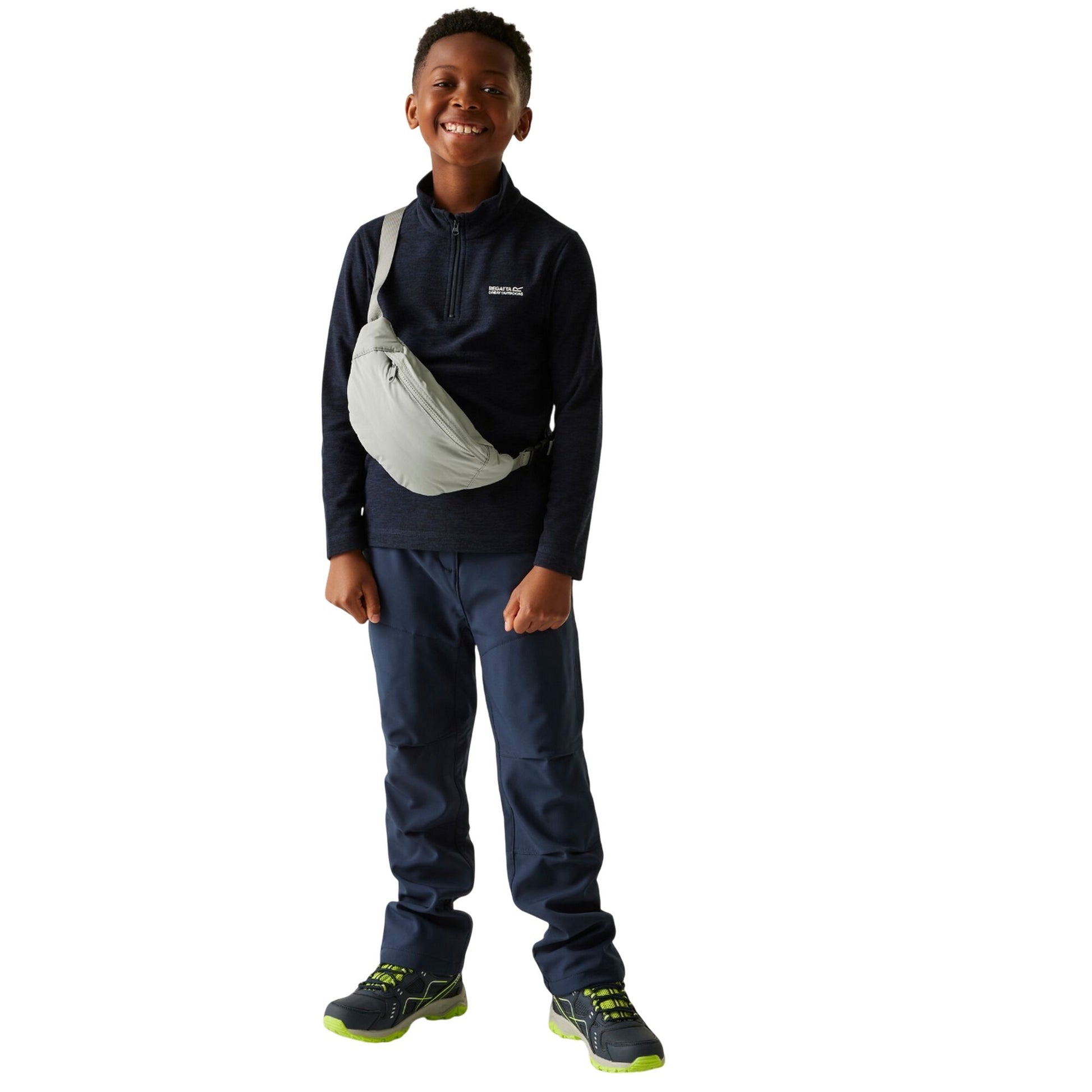 Navy - Side - Regatta Childrens-Kids Hot Shot Quarter Zip Fleece Top