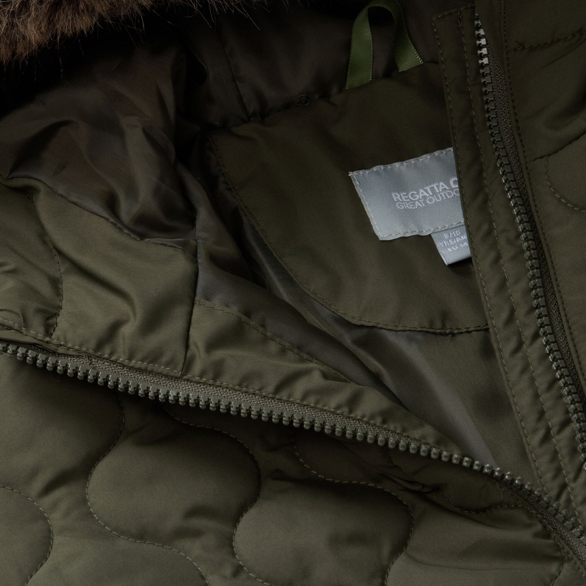 Dark Khaki - Side - Regatta Childrens-Kids Fabrizia II Quilted Jacket