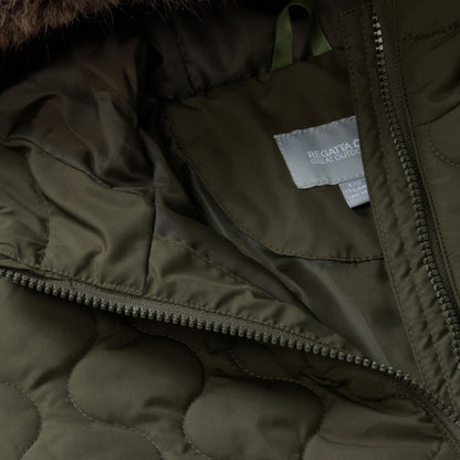 Dark Khaki - Side - Regatta Childrens-Kids Fabrizia II Quilted Jacket