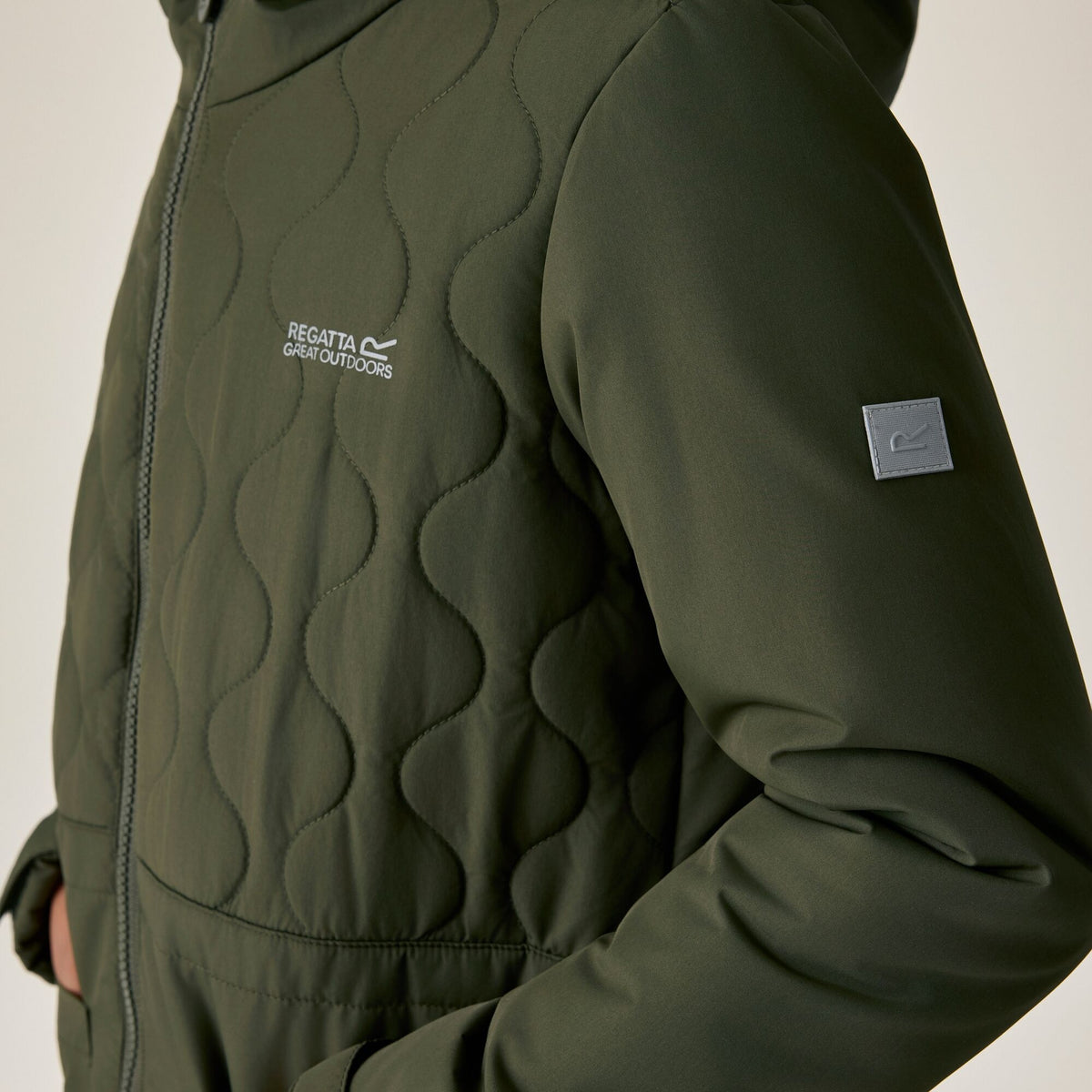 Dark Khaki - Close up - Regatta Childrens-Kids Fabrizia II Quilted Jacket
