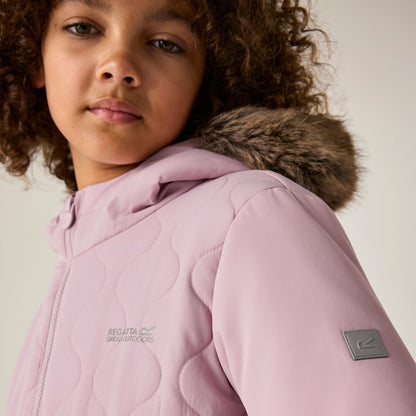 Powder Lilac - Close up - Regatta Childrens-Kids Fabrizia II Quilted Jacket