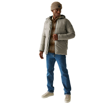 Golden Sand-Black - Pack Shot - Regatta Mens Marshdrave Padded Jacket