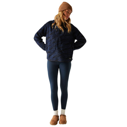 Navy-Black - Close up - Regatta Womens-Ladies Frankie Abstract Borg Half Zip Fleece Jacket