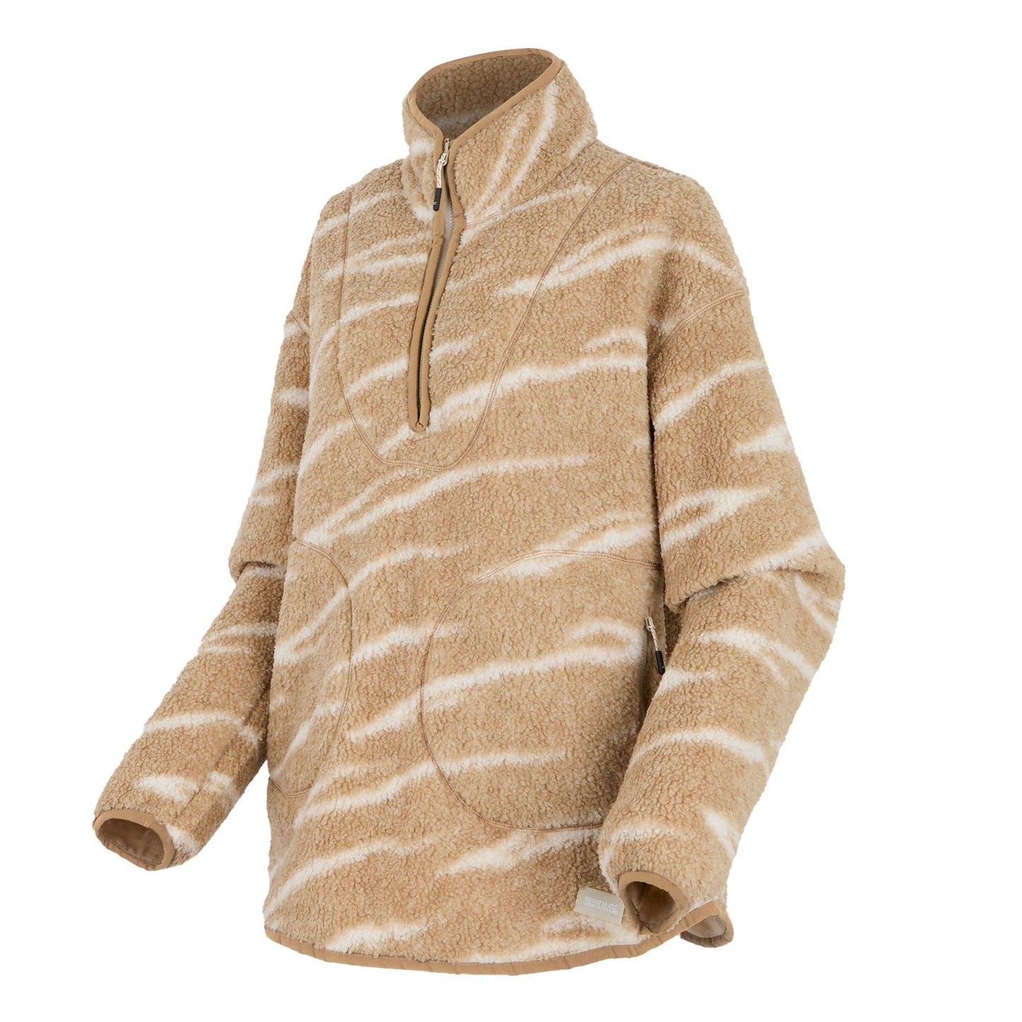 Soft Taupe-Mocha - Side - Regatta Womens-Ladies Frankie Abstract Borg Half Zip Fleece Jacket