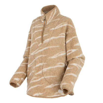 Soft Taupe-Mocha - Side - Regatta Womens-Ladies Frankie Abstract Borg Half Zip Fleece Jacket