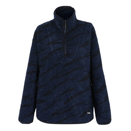 Navy-Black - Front - Regatta Womens-Ladies Frankie Abstract Borg Half Zip Fleece Jacket