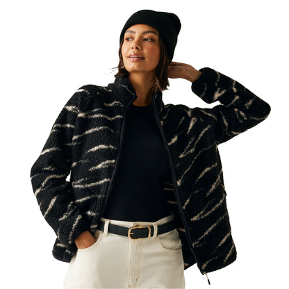 Black-Light Vanilla - Lifestyle - Regatta Womens-Ladies Frankie Abstract Borg Full Zip Fleece Jacket