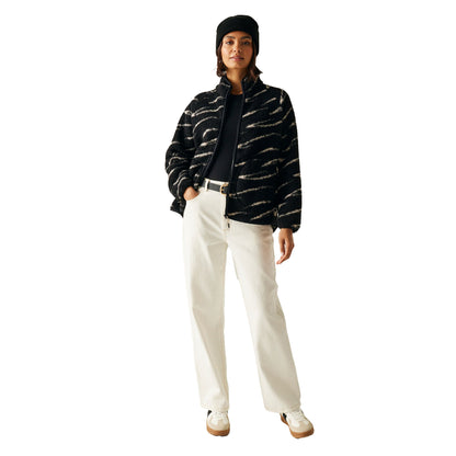 Black-Light Vanilla - Pack Shot - Regatta Womens-Ladies Frankie Abstract Borg Full Zip Fleece Jacket