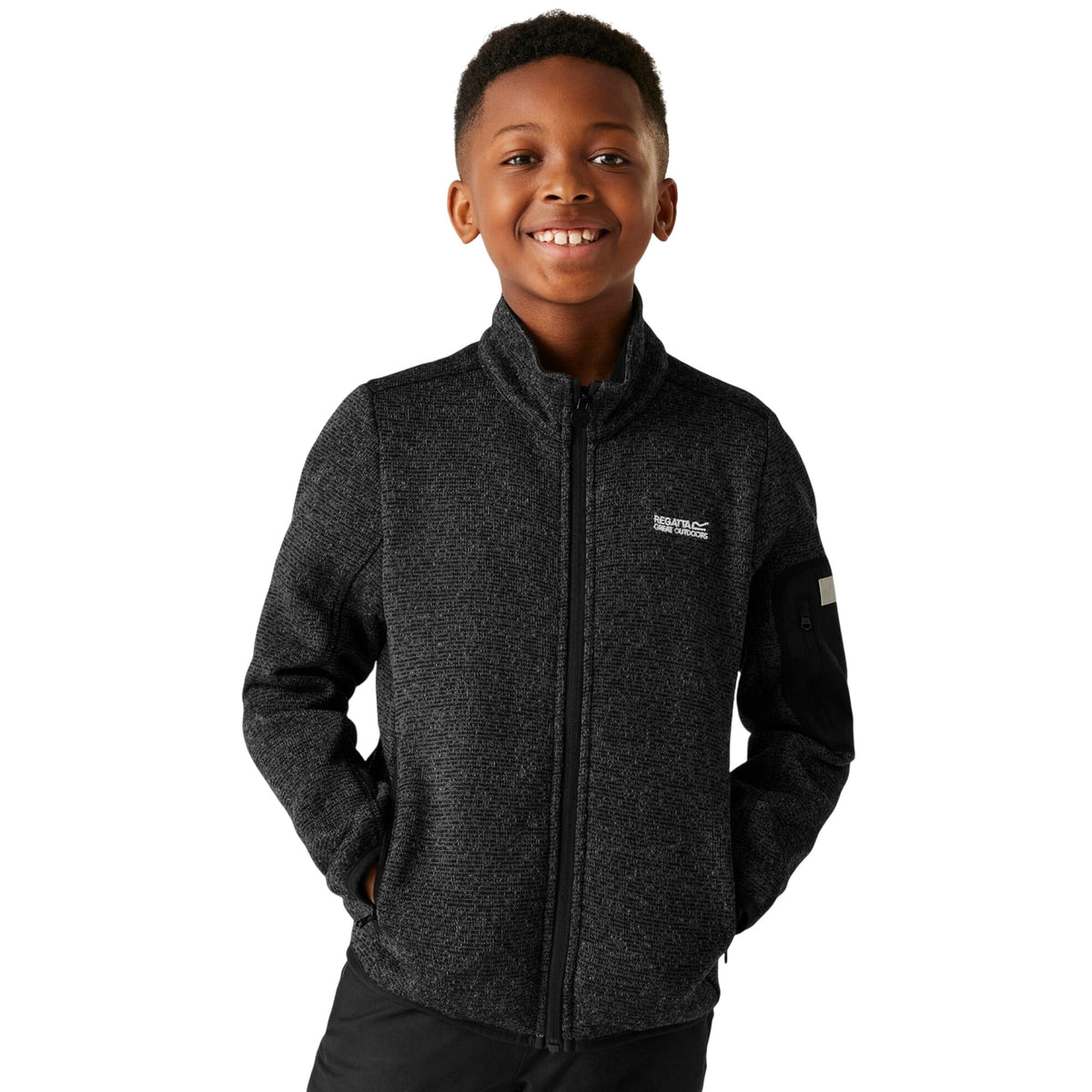 Black - Lifestyle - Regatta Childrens-Kids Newhill Full Zip Fleece Jacket