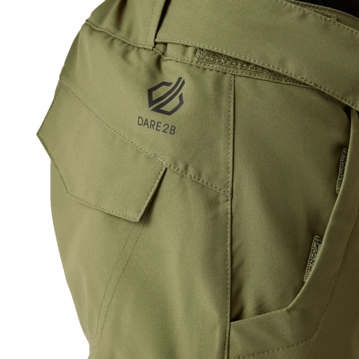 Martini Olive - Side - Dare 2B Childrens-Kids Pow II Waterproof Distressed Ski Trousers