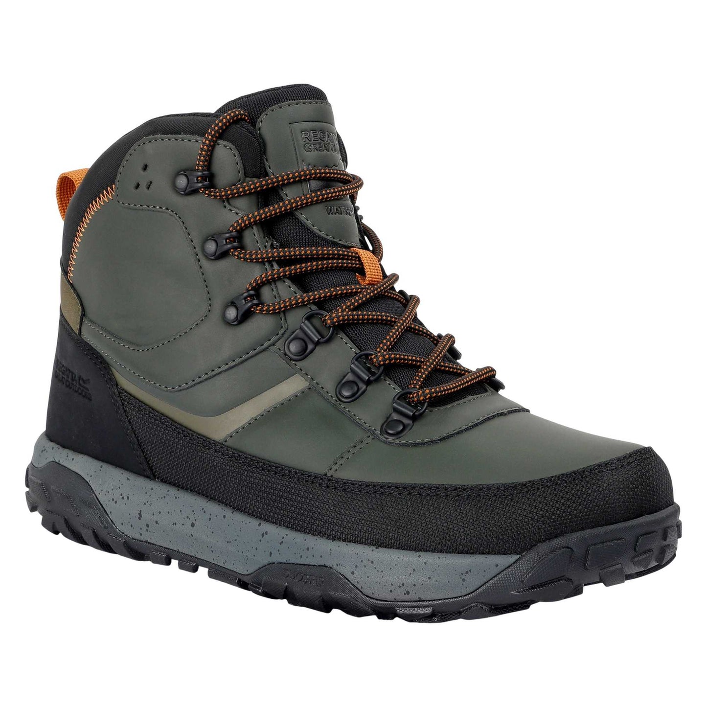 Khaki Green-Pumpkin Spice - Front - Regatta Mens Renford Walking Shoes