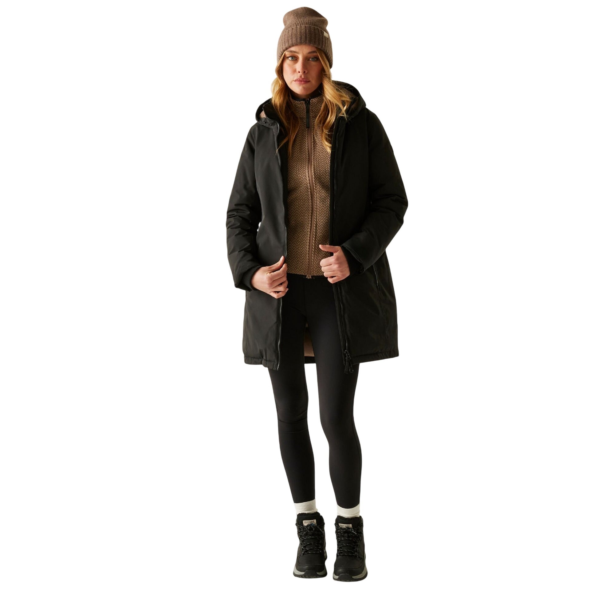 Black - Close up - Regatta Womens-Ladies Marron Insulated Waterproof Jacket
