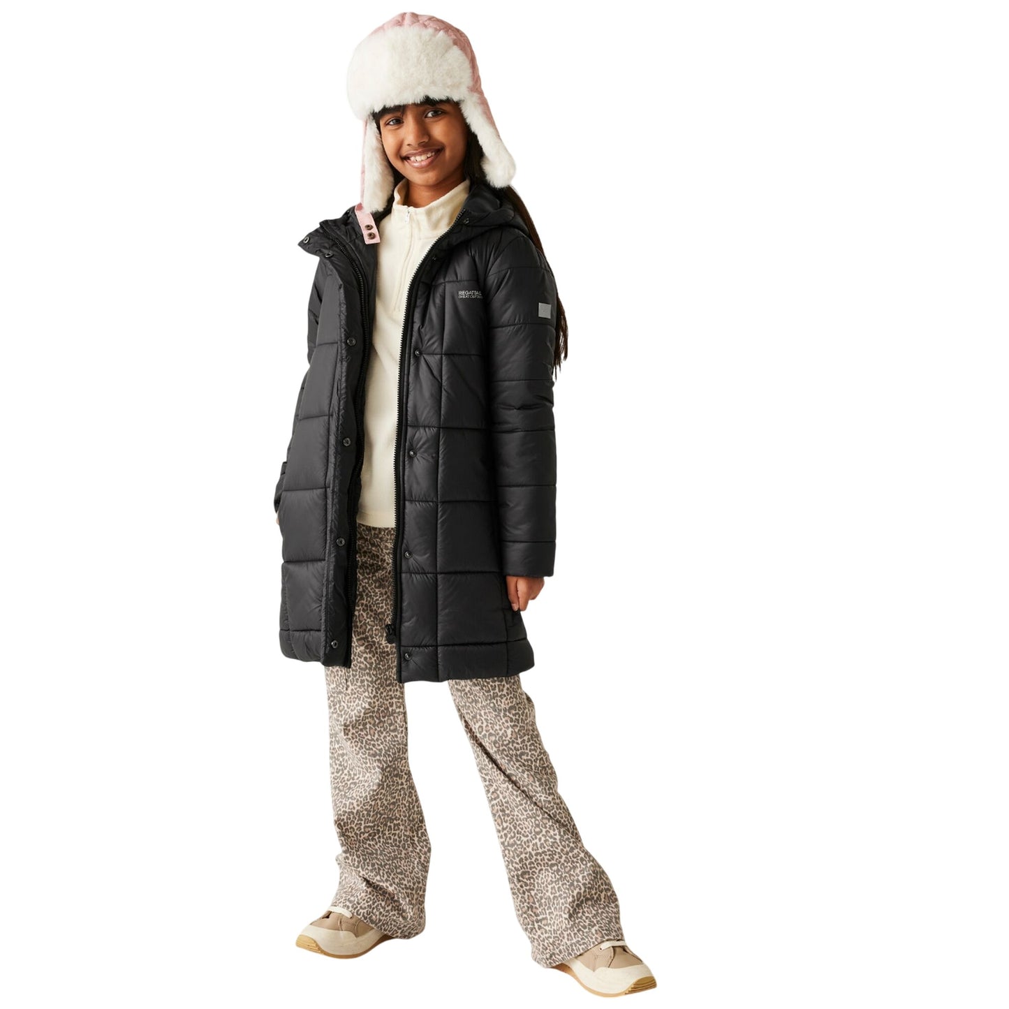Black - Close up - Regatta Childrens-Kids Embrie Quilted Padded Jacket