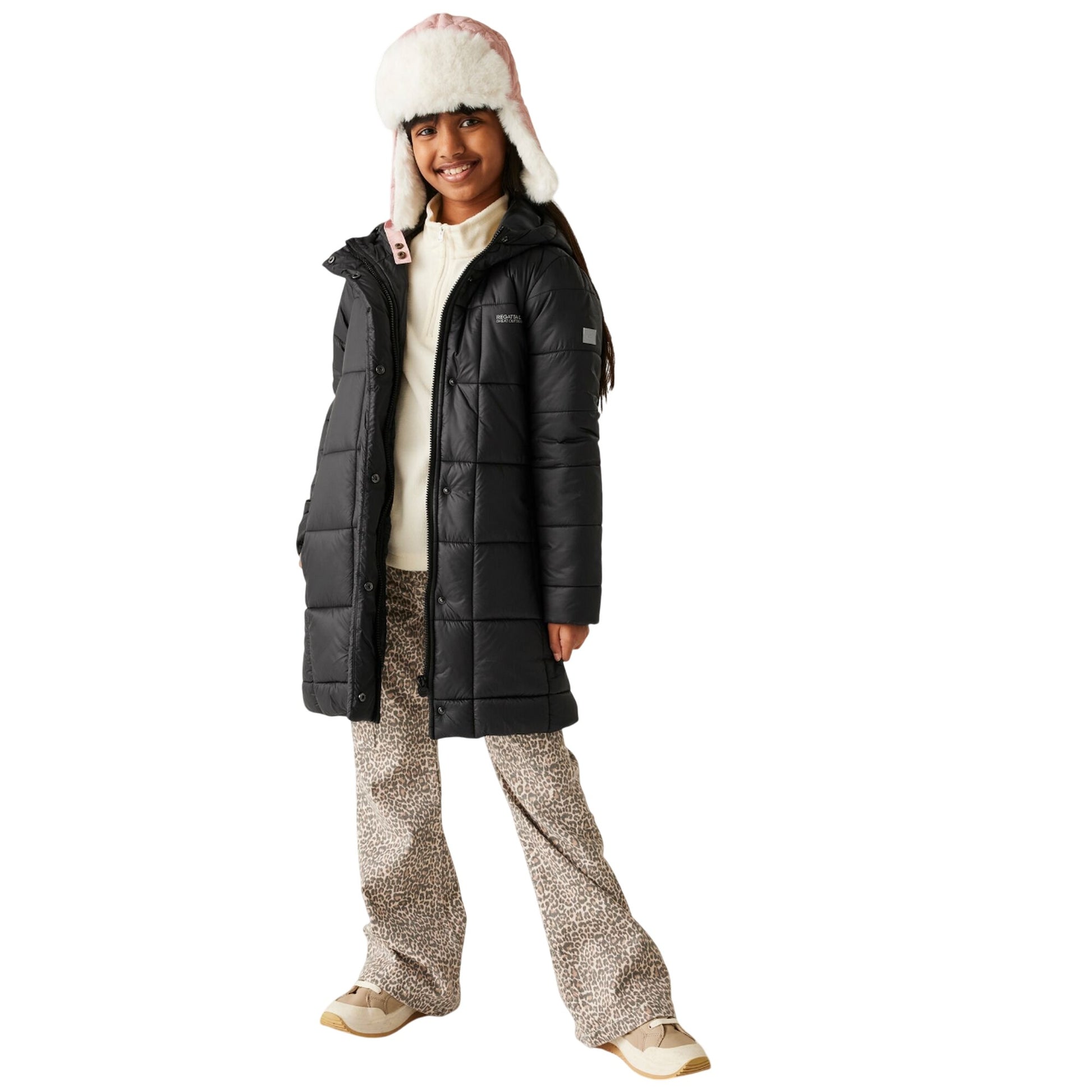 Black - Close up - Regatta Childrens-Kids Embrie Quilted Padded Jacket