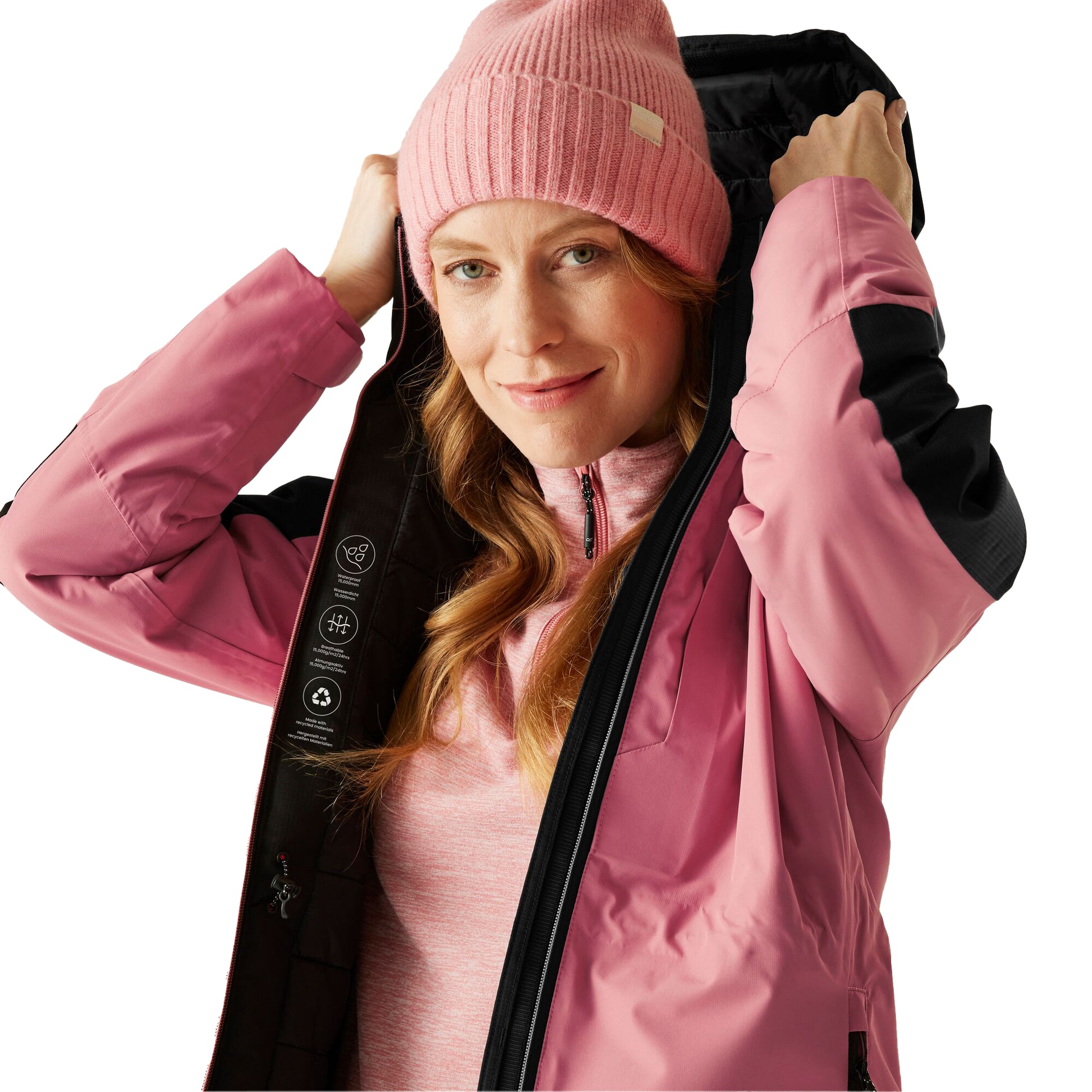 Dusty Rose-Black - Pack Shot - Regatta Womens-Ladies Maldeine Insulated Jacket