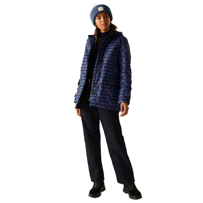 Blue - Pack Shot - Regatta Womens-Ladies Orla Kiely Wiggle Mid Length Waterproof Jacket