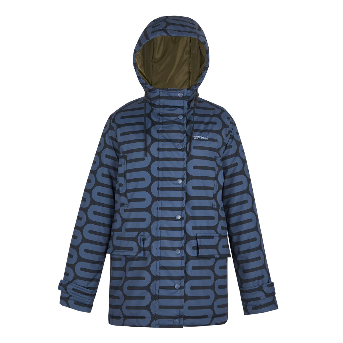 Blue - Front - Regatta Womens-Ladies Orla Kiely Wiggle Mid Length Waterproof Jacket