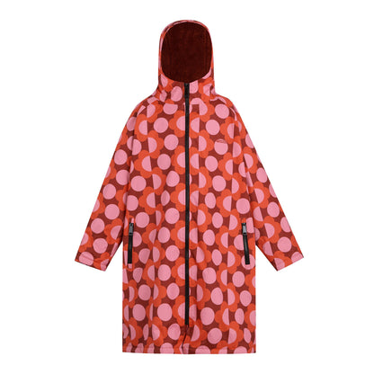 Red-Burnt Henna - Front - Regatta Childrens-Kids Orla Kiely Spotted Changing Robe