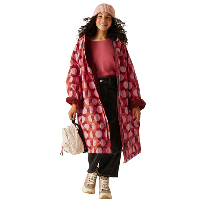 Red-Burnt Henna - Pack Shot - Regatta Childrens-Kids Orla Kiely Spotted Changing Robe