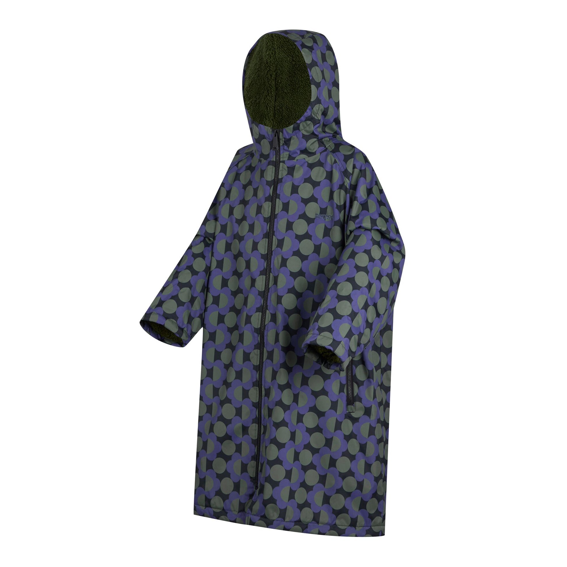 Blue-Dark Olive - Side - Regatta Childrens-Kids Orla Kiely Spotted Changing Robe