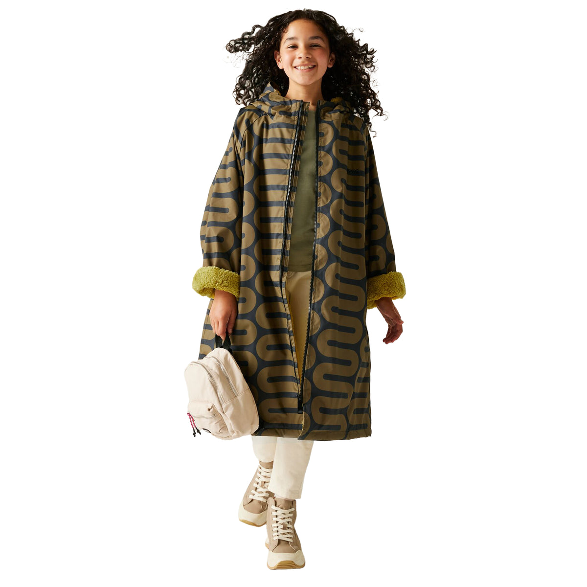 Olive - Pack Shot - Regatta Childrens-Kids Orla Kiely Spotted Changing Robe