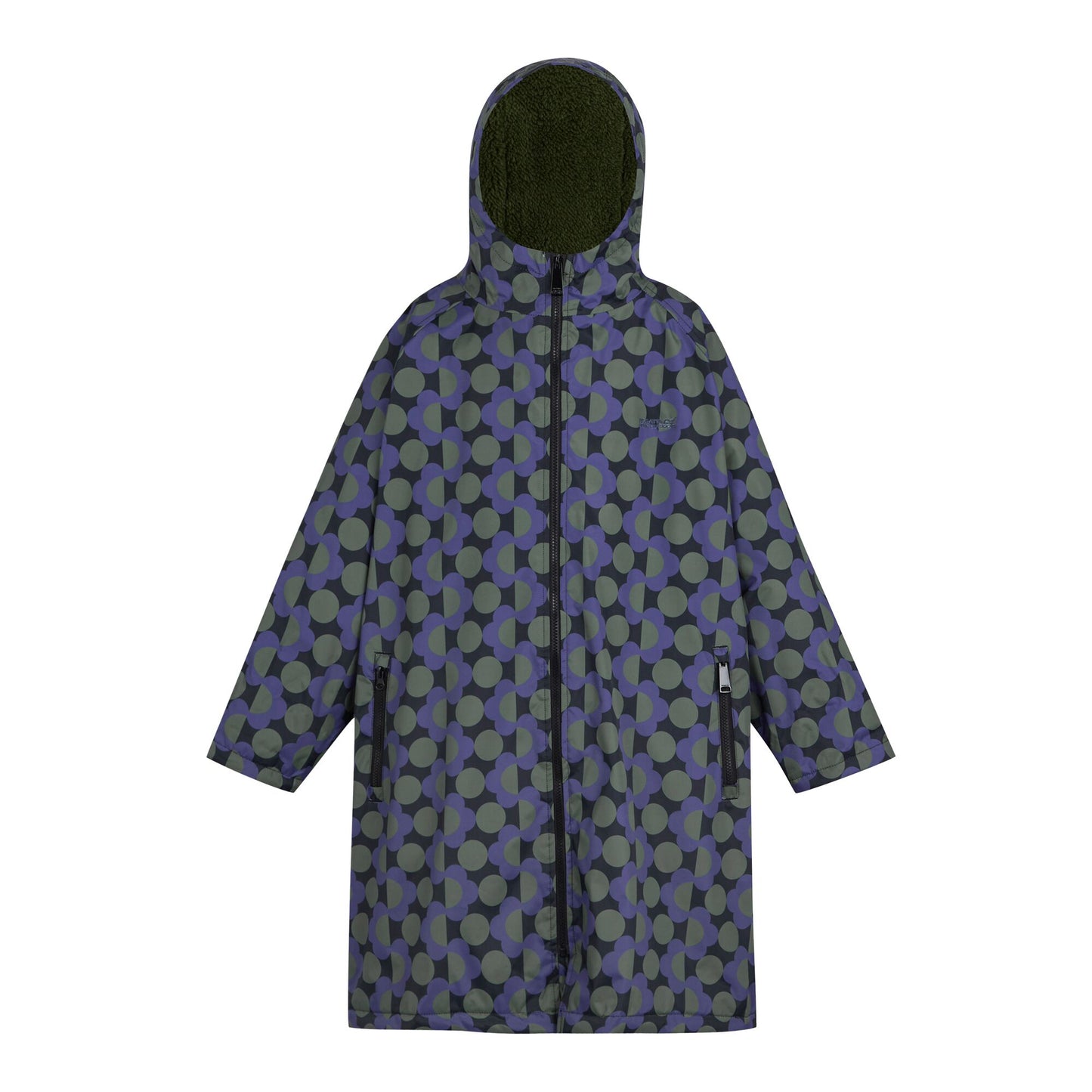 Blue-Dark Olive - Front - Regatta Childrens-Kids Orla Kiely Spotted Changing Robe