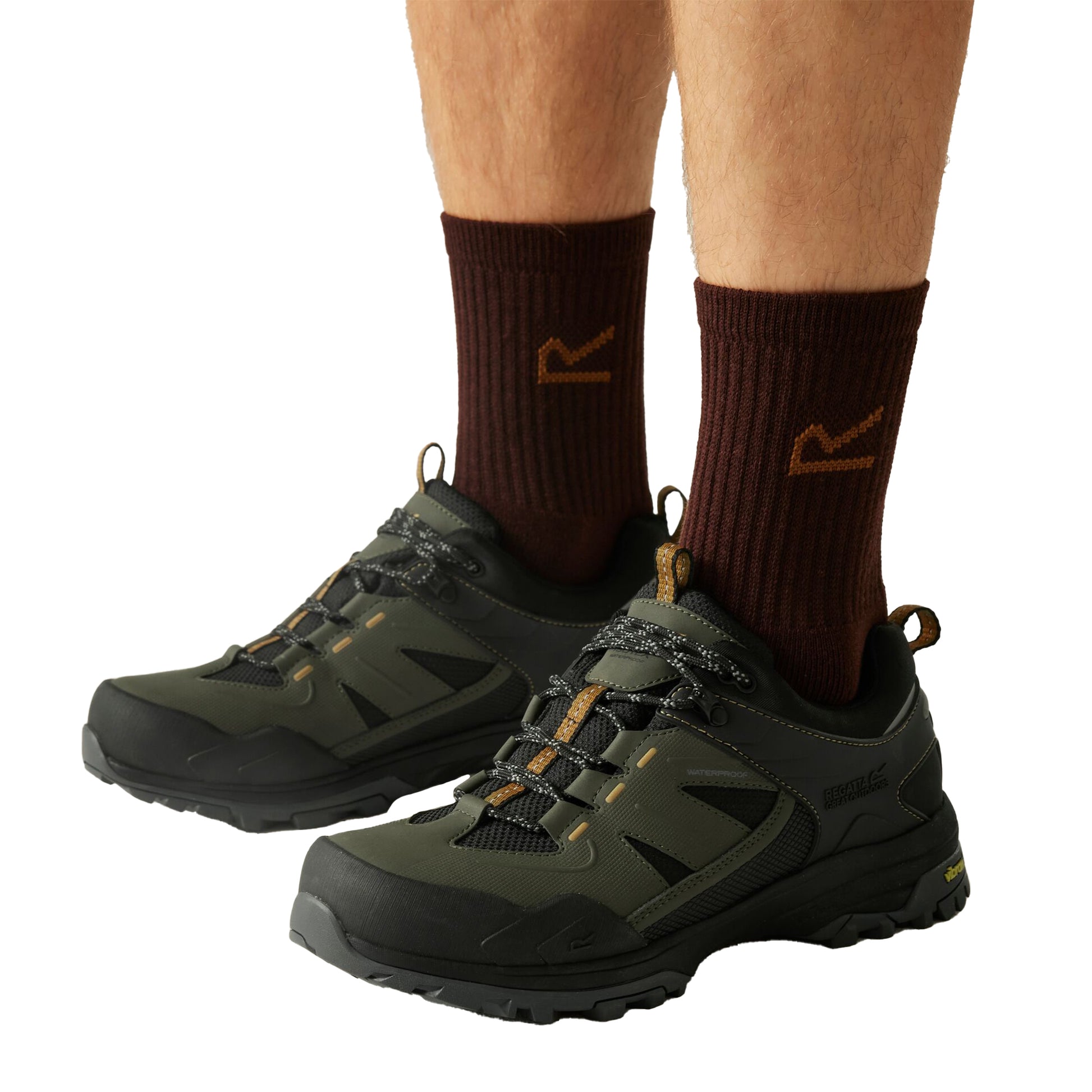 Olive Green - Close up - Regatta Mens Regen Low Walking Boots
