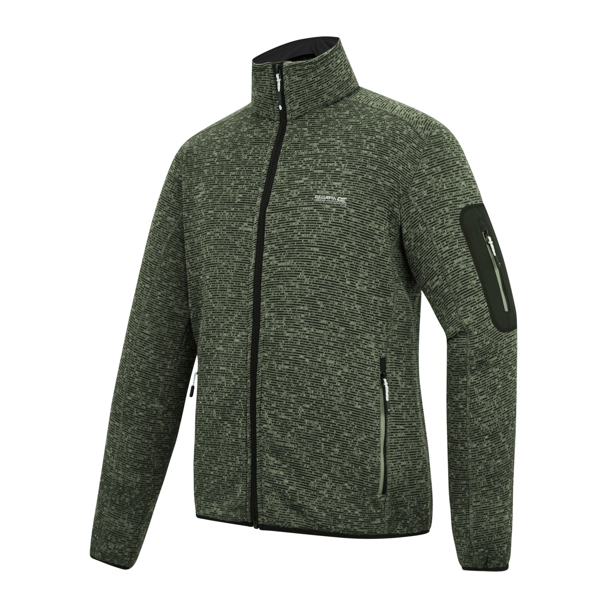 Light Sage - Side - Regatta Mens Newhill Marl Full Zip Fleece Jacket