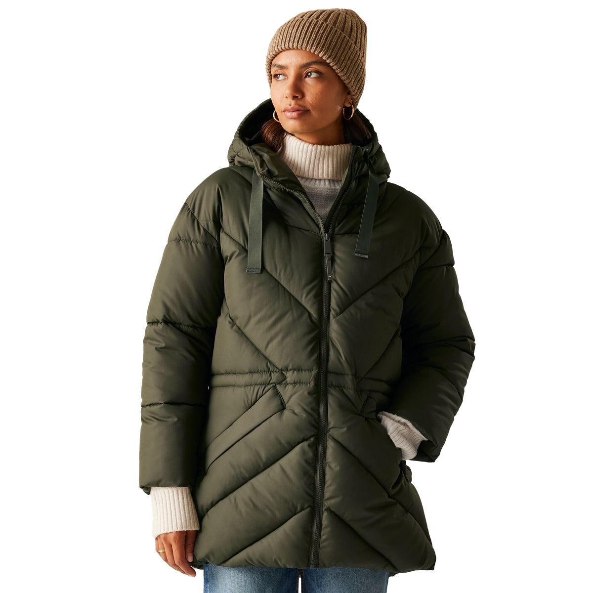 Khaki Green - Lifestyle - Regatta Womens-Ladies Rusey Quilted Padded Jacket