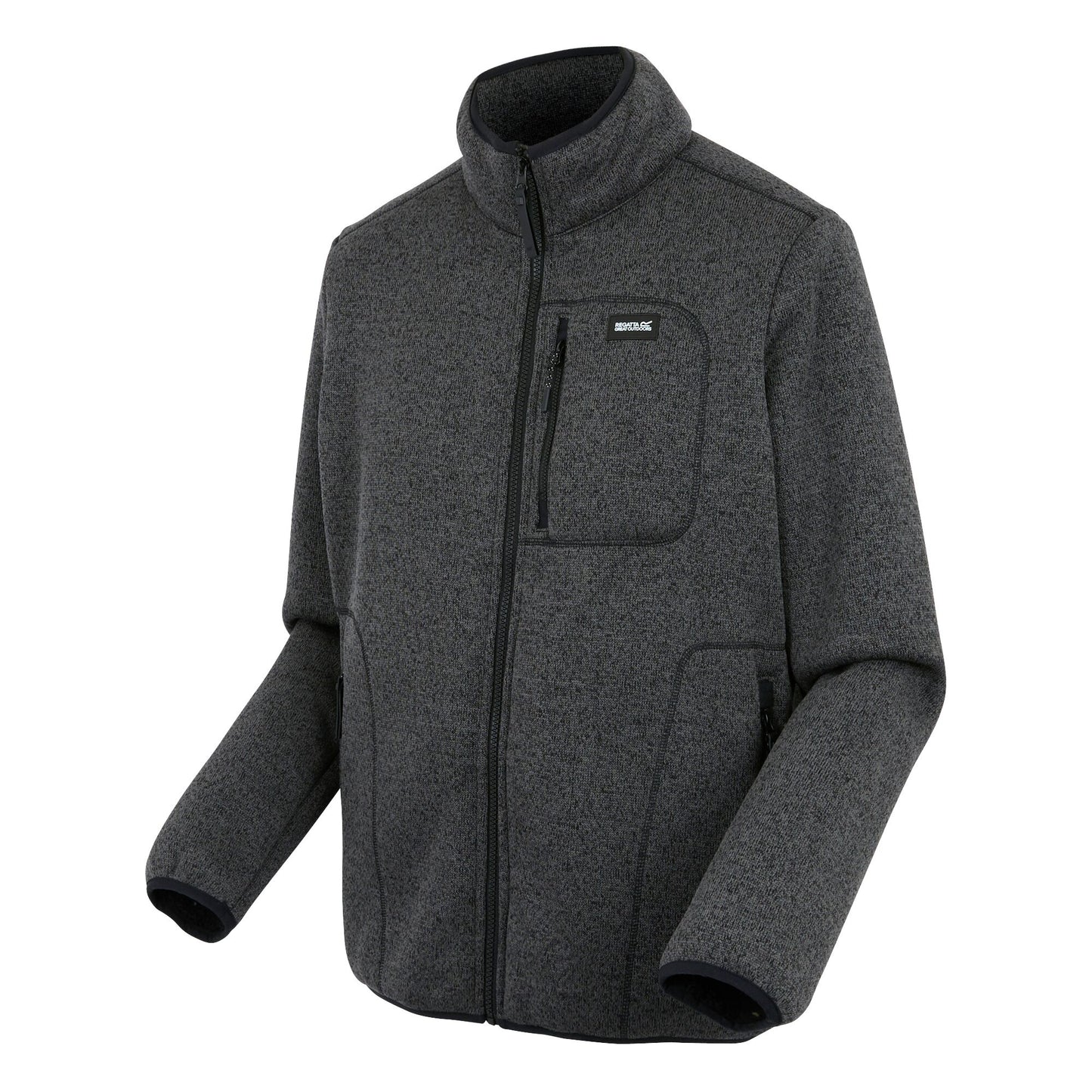 Black - Side - Regatta Mens Barlee Marl Full Zip Fleece Jacket