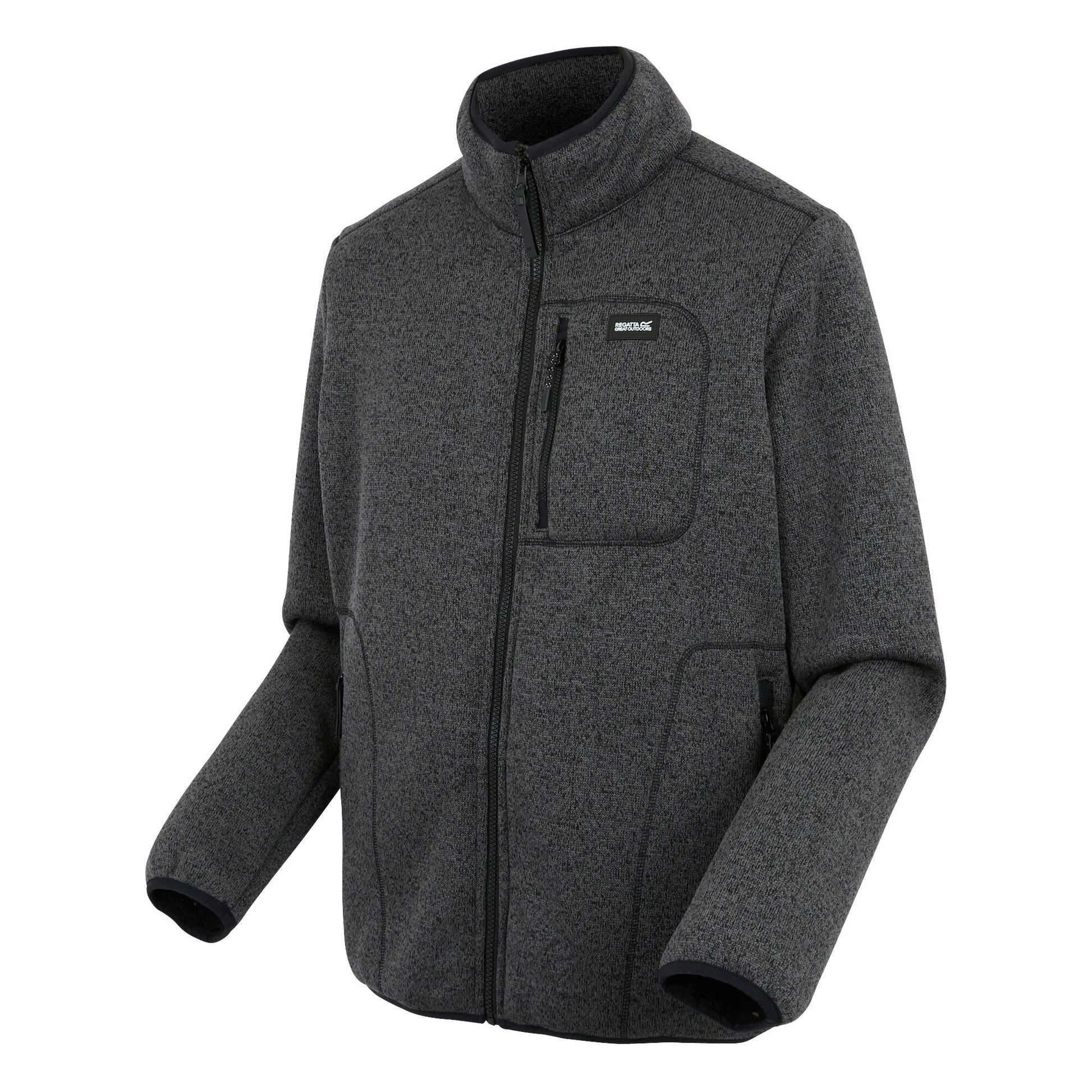 Black - Side - Regatta Mens Barlee Marl Full Zip Fleece Jacket