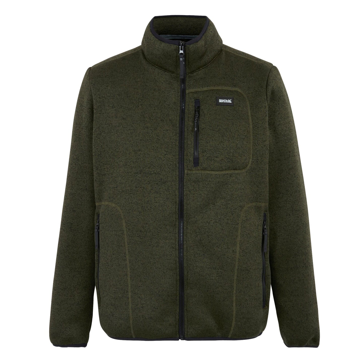 Dark Khaki - Front - Regatta Mens Barlee Marl Full Zip Fleece Jacket