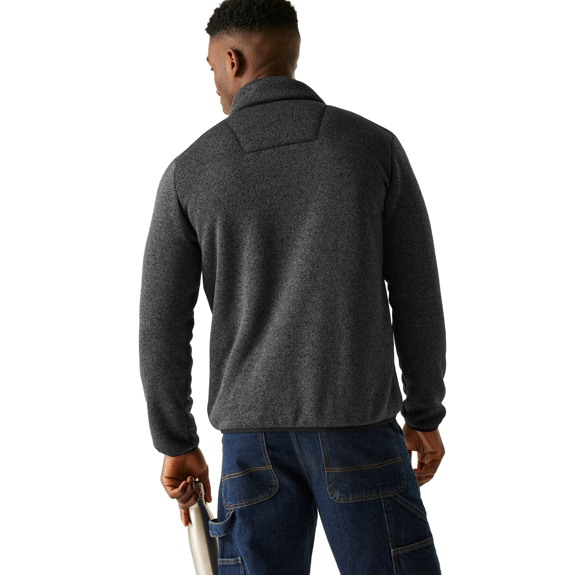 Black - Pack Shot - Regatta Mens Barlee Marl Full Zip Fleece Jacket