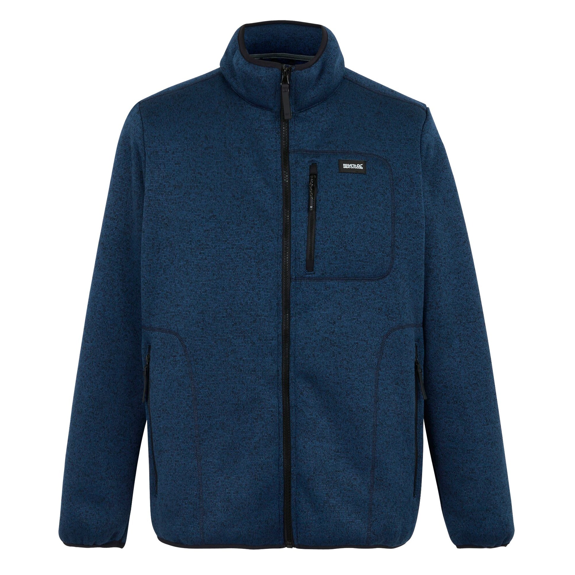 Navy - Front - Regatta Mens Barlee Marl Full Zip Fleece Jacket