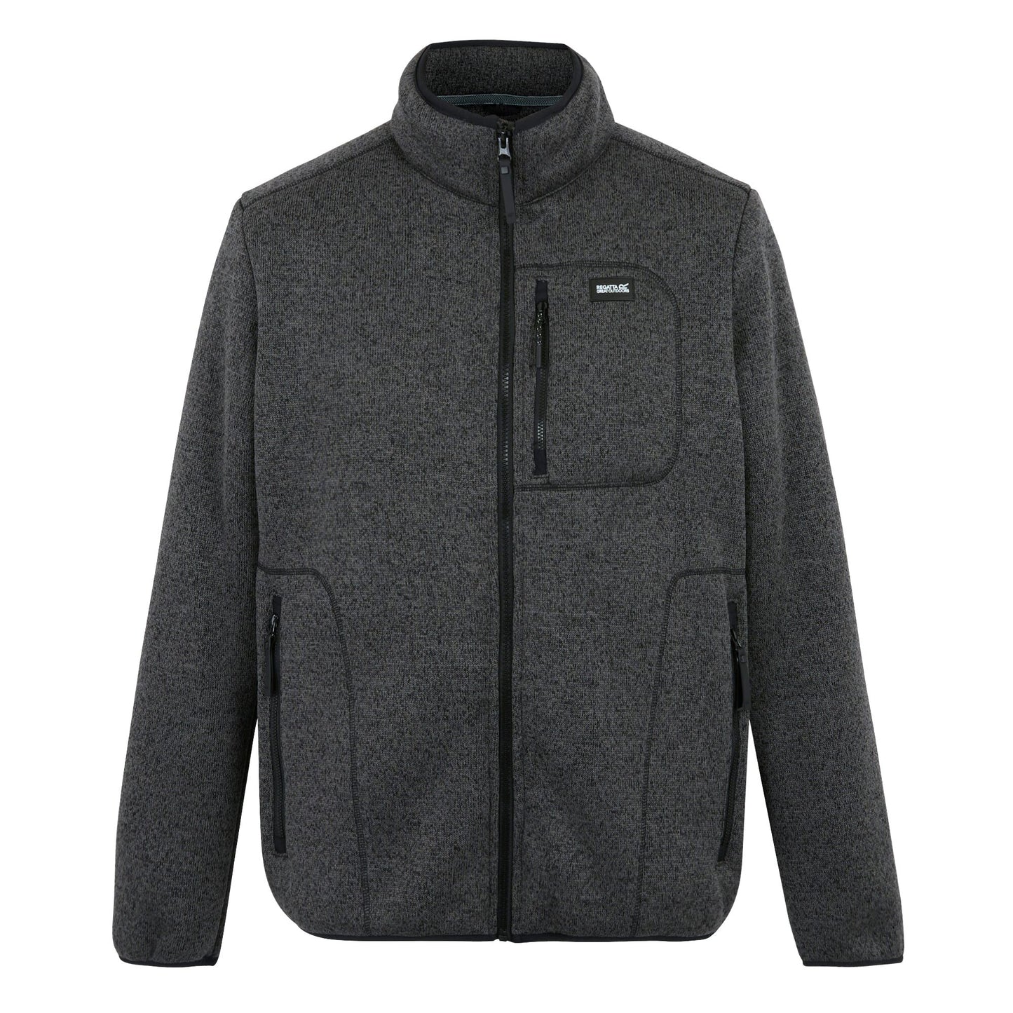 Black - Front - Regatta Mens Barlee Marl Full Zip Fleece Jacket