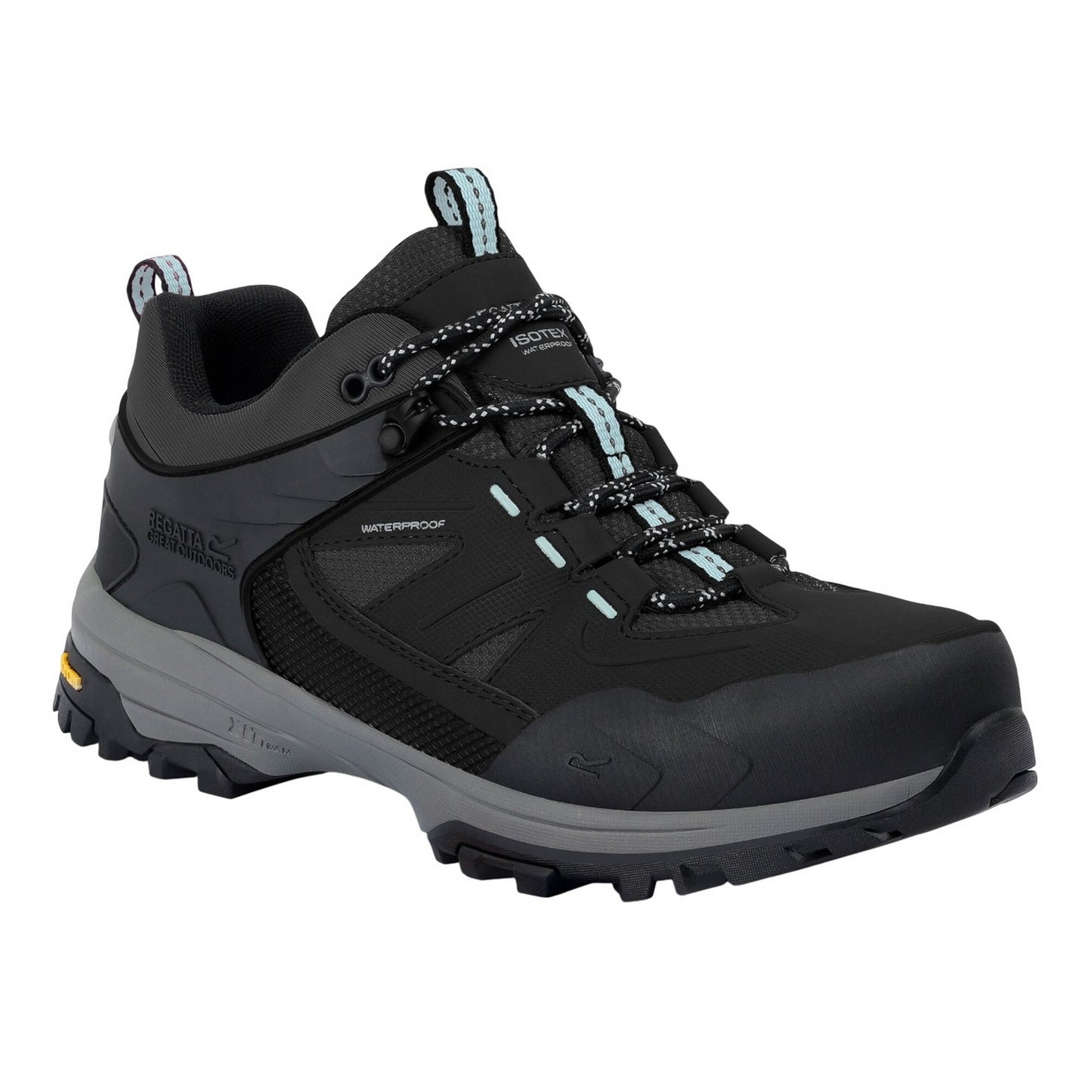 Black-Aqua - Front - Regatta Womens-Ladies Regen Low Walking Shoes