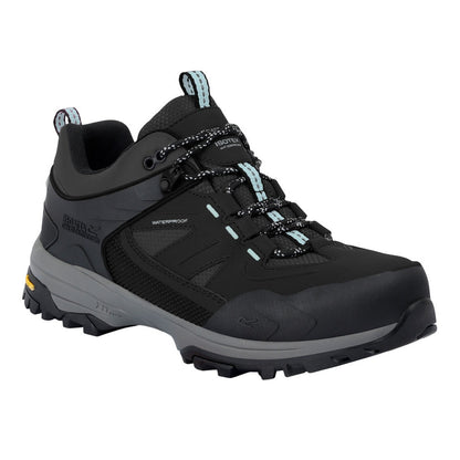Black-Aqua - Front - Regatta Womens-Ladies Regen Low Walking Shoes