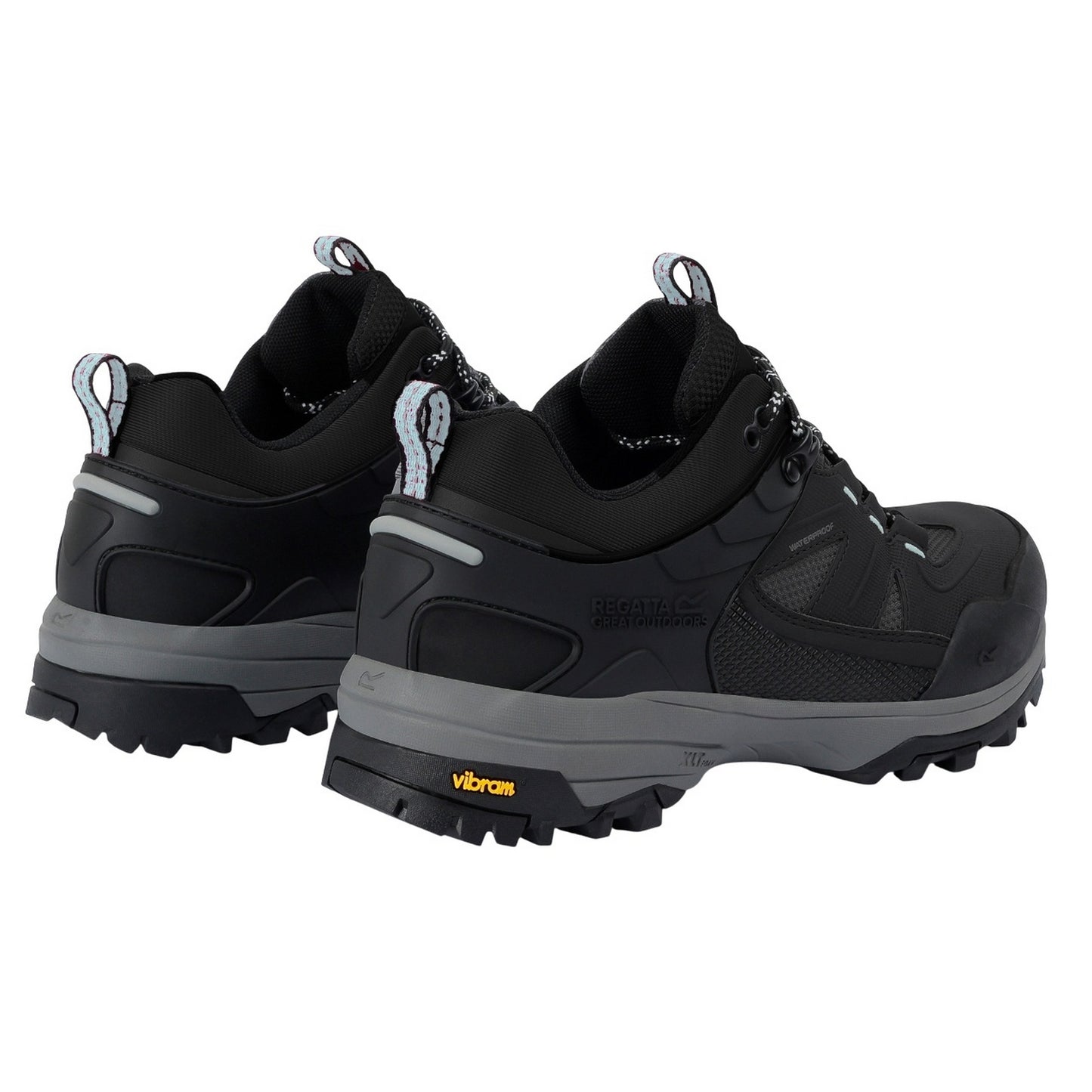 Black-Aqua - Back - Regatta Womens-Ladies Regen Low Walking Shoes