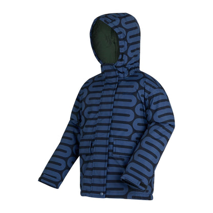 Blue - Side - Regatta Girls Orla Kiely Waterproof Jacket