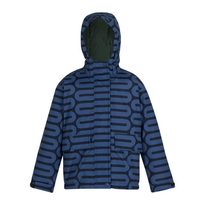 Blue - Front - Regatta Girls Orla Kiely Waterproof Jacket
